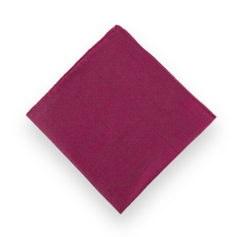 Magenta w/ Green Shot Silk Pocket Square Handkerchief